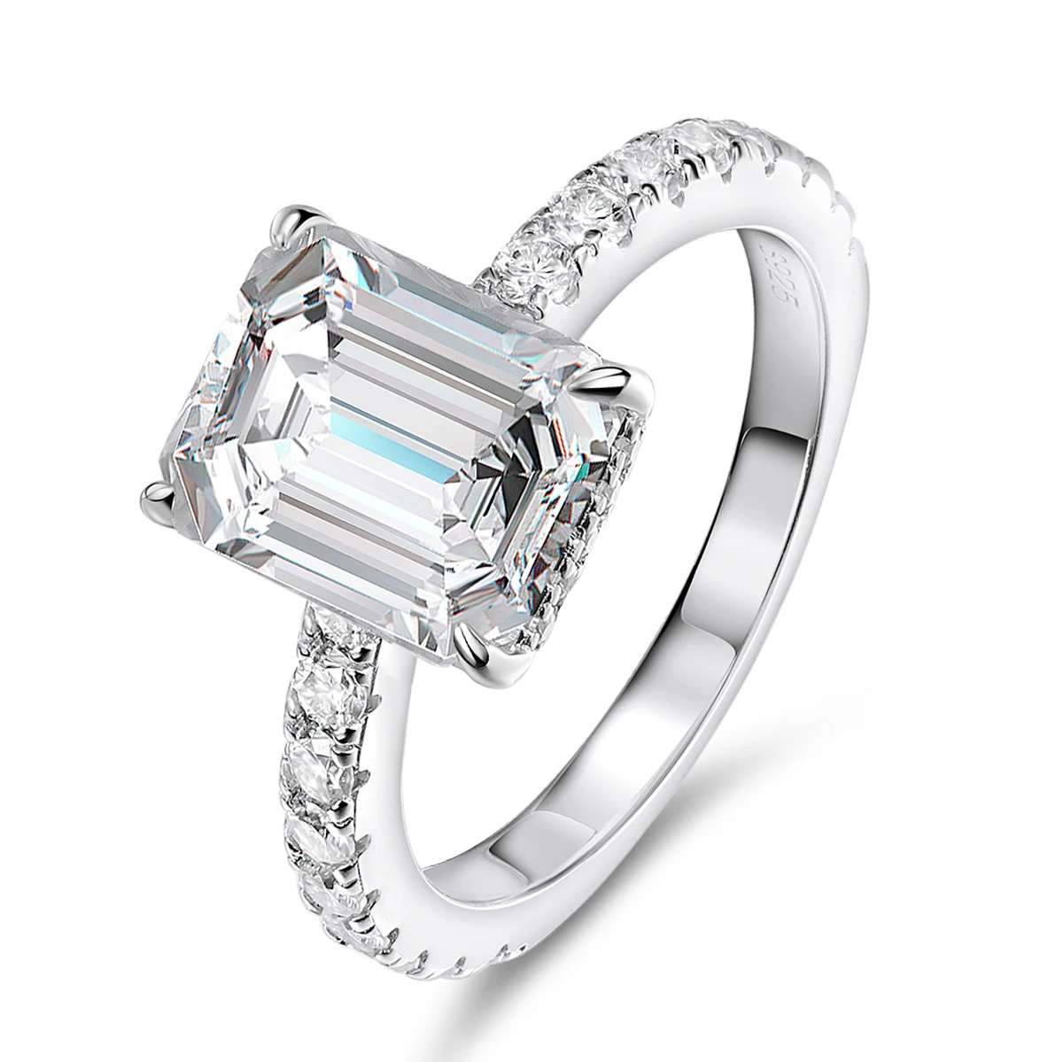 OEVAS 4 Carat D Color Radiant Emerald Cut full Moissanite Wedding Ring For Women 100% 925 Sterling Silver Party Fine Jewelry - Image 4
