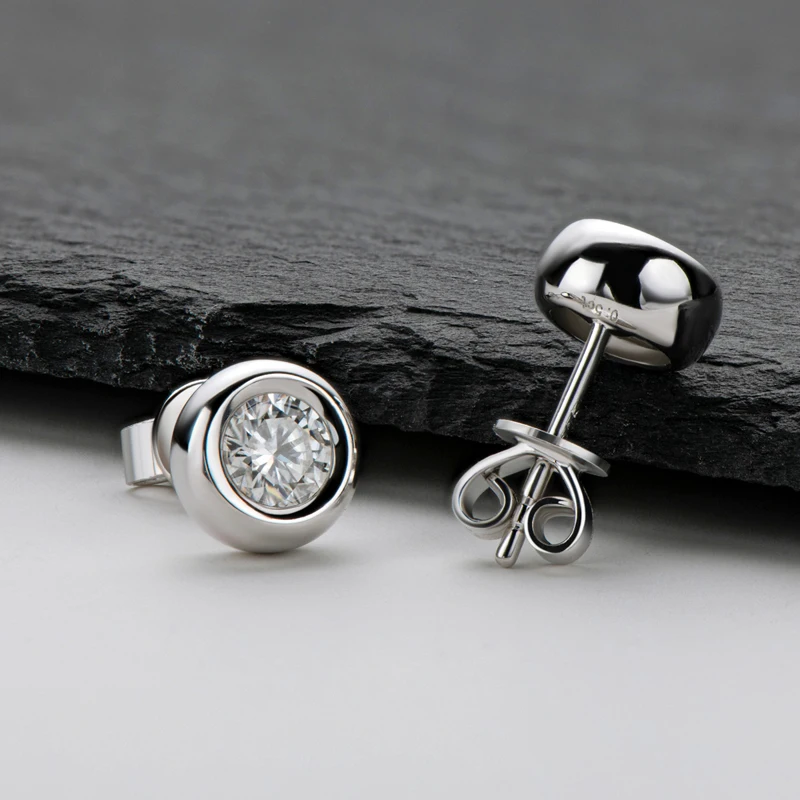IOGOU Real Silver 925 Jewelry Sets Certified 6.5mm 1.0ct D Color Moissanite Pendant Neclaces & Stud Earrings for Women Men Gifts - Image 3