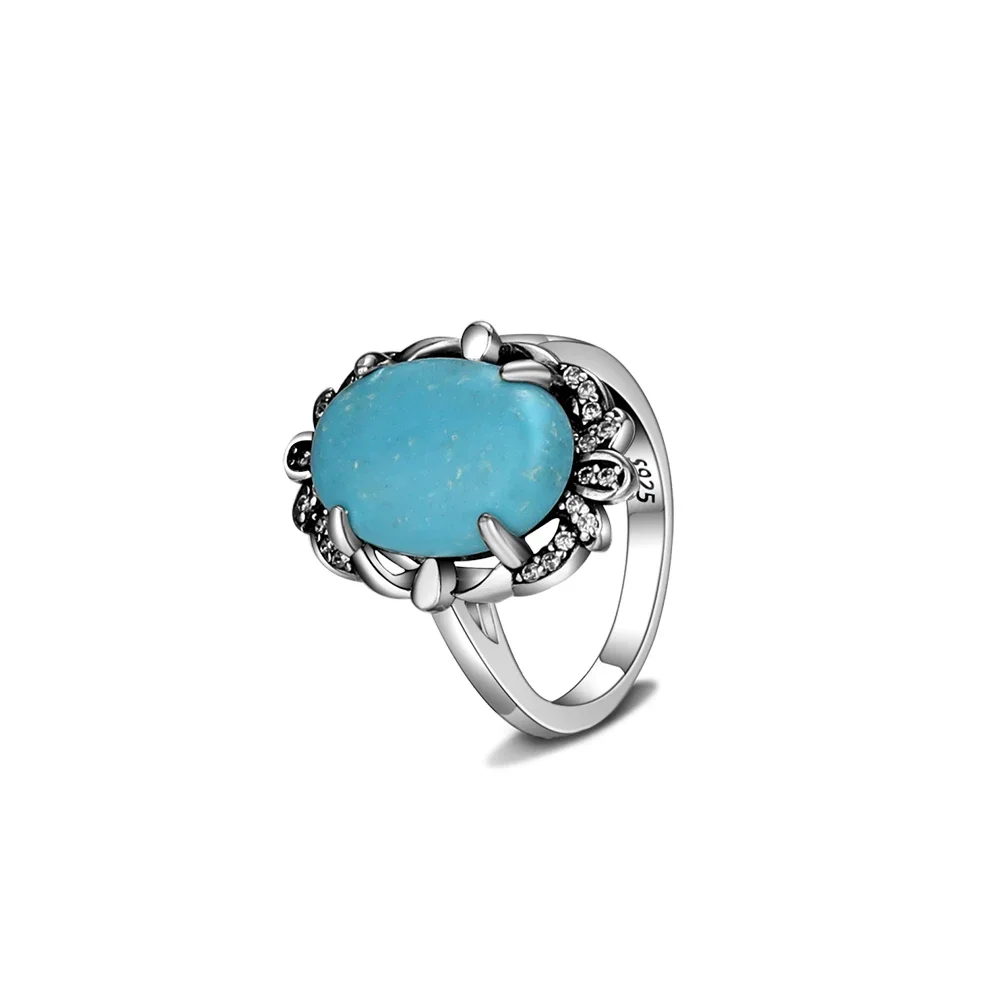 New Style 925 Sterling Silver Rings Natural Turquoise Lapis Lazuli Ring Luxury Fine 10*14MM Moonstone Labradorite Jewelry Gift - Image 3