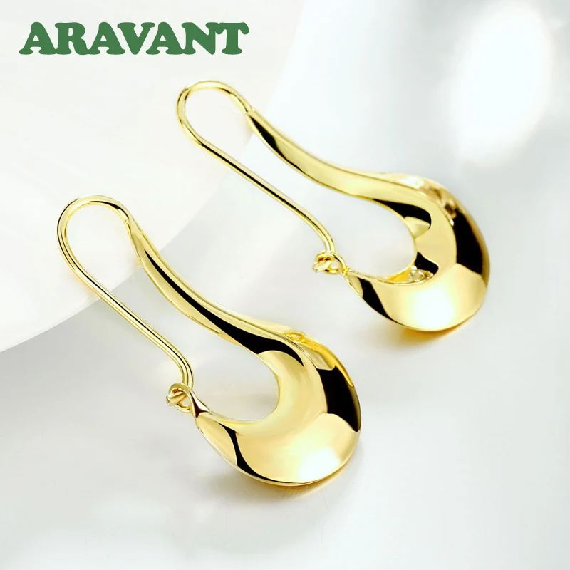 Aravant 925 Silver 18K Gold Hollow Moon Hoop Earrings For Women Wedding Fashion Jewelry