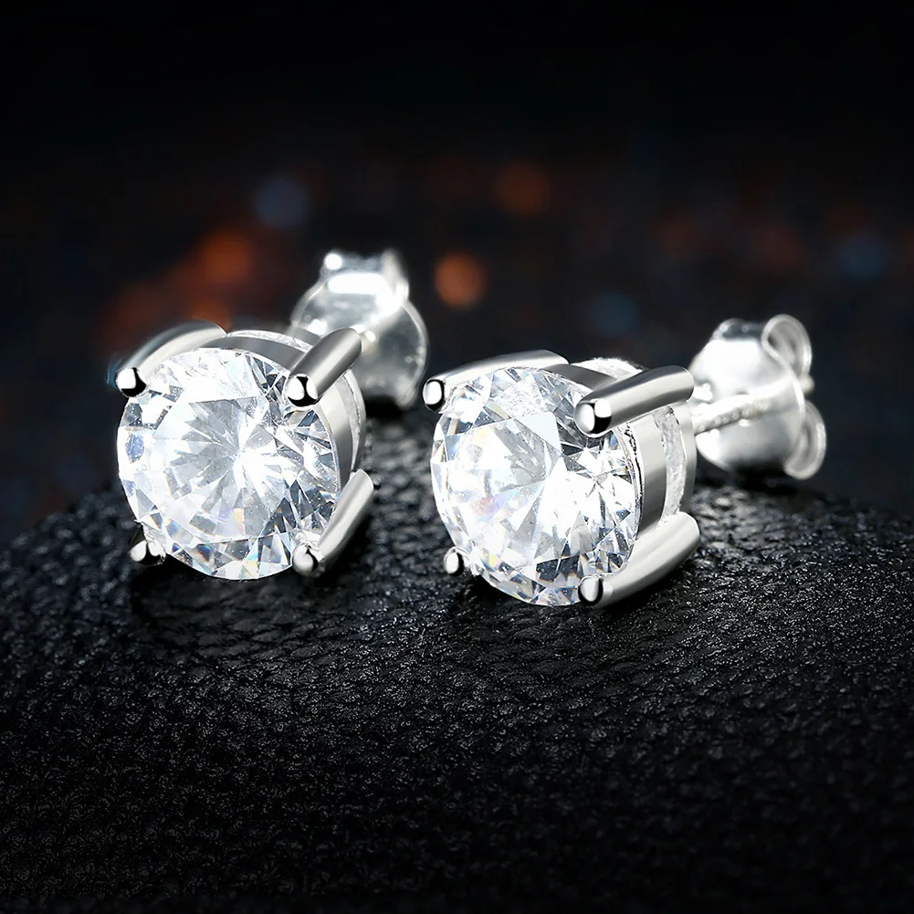 New Fine 925 Sterling silver diamond stud earrings for women fashion Charms party wedding classic jewelry Holiday gifts - Image 4
