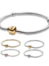 Fit Original Pandora 925 Sterling Silver Moments Snake Chain Bracelet 4 Color Rose Gold Silver for Women Luxury Jewelry Gift