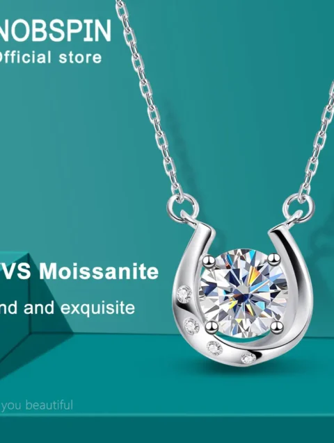 KNOBSPIN 1ct Round Moissanite Pendant GRA Certified Lab Diamond Necklaces for Women Wedding Jewelry 925 Sterling Sliver Necklace