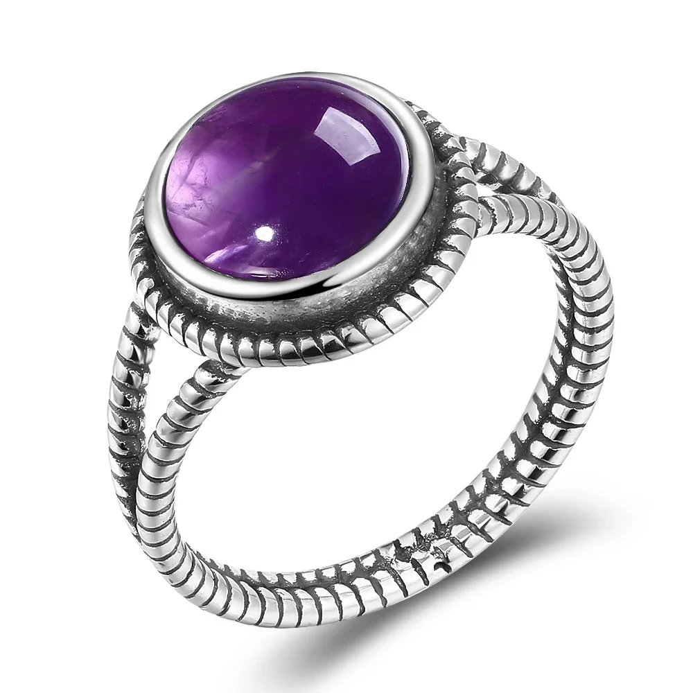 New Arrival Vintage Natural Amethyst Rings For Women 925 Sterling Silver Jewelry With Natural Stones Anniversary Gift - Image 2