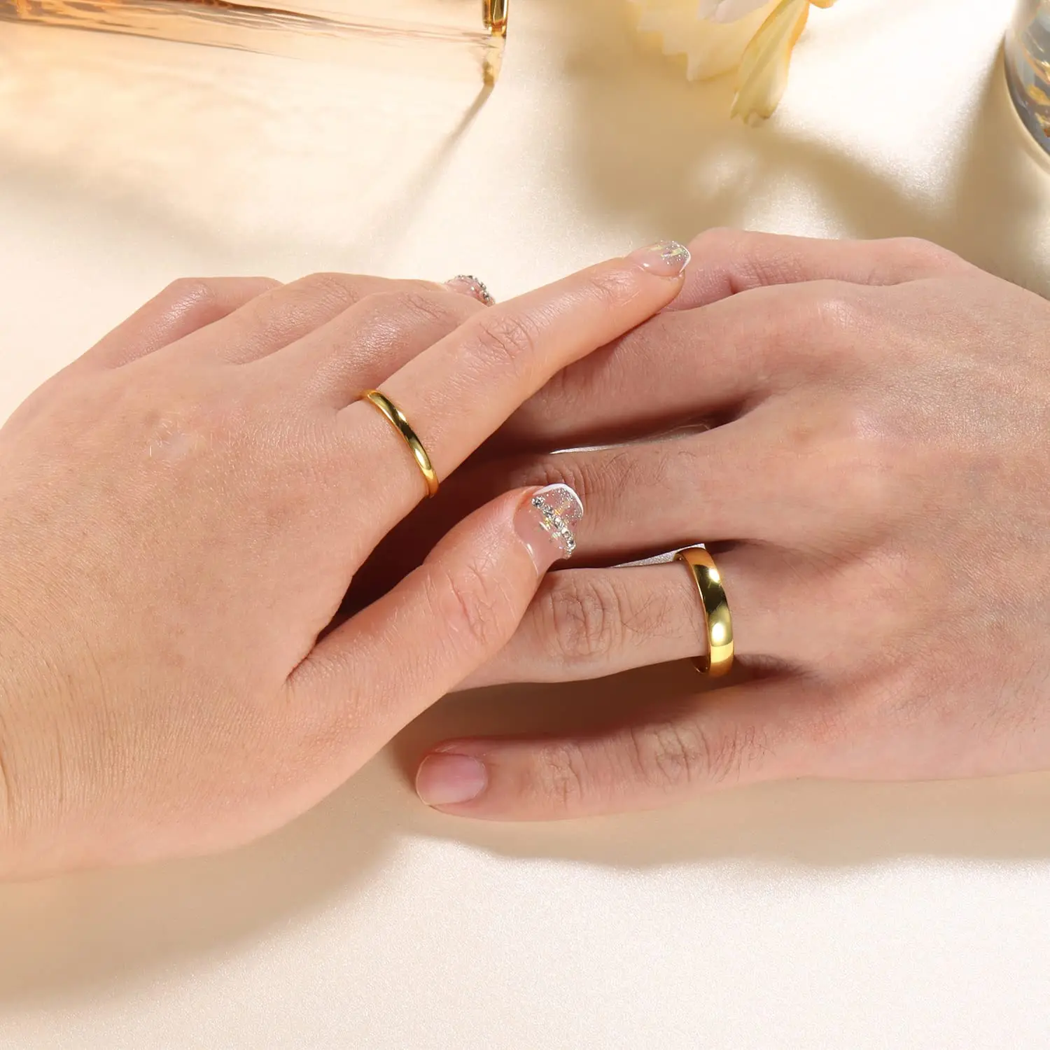 Fansilver 925 Sterling Silver Rings for Women Men 18k Gold Plated Stackable Band Rings High Polish Wedding Gold Band Wholesale - Image 4