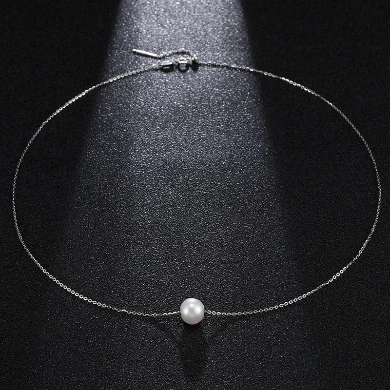 Real Natural Freshwater Pearls Round Shape Pendant Necklace 8-9mm 925 Sterling Silver Classic Fashion Jewelry Gifts for Women - Image 4