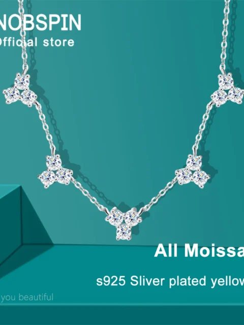 KNOBSPIN 3mm D Color Moissanite Necklace Lab Diamond GRA Certified Fine Jewelry 925 Sterling Silver Necklaces Wedding for Women