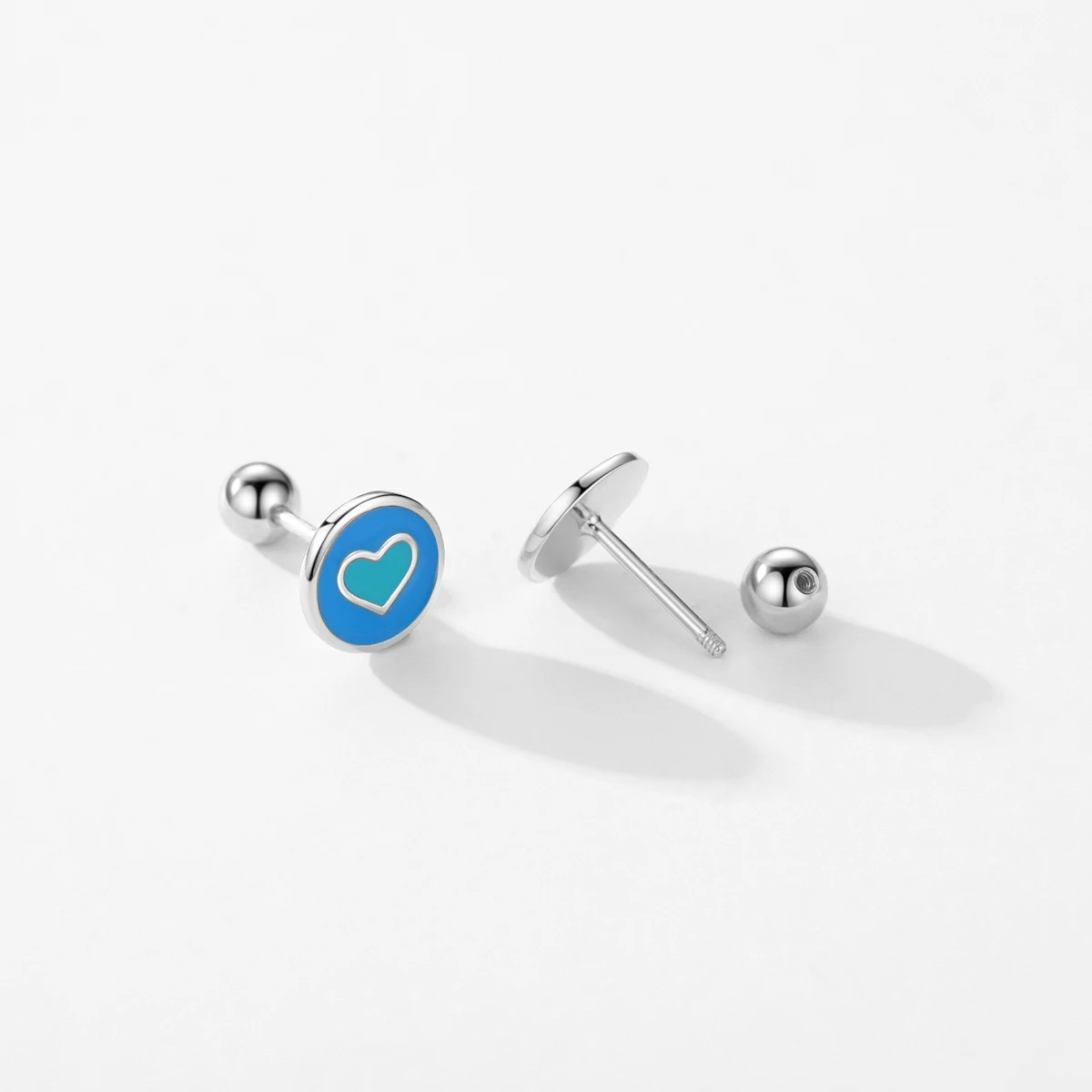 Modian 925 Sterling Silver Enamel Heart Simple Round Stud Earrings Minimalist Screw Beads Earrings For Women Fine Jewelry Gifts - Image 5