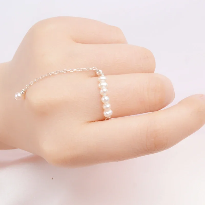 ASHIQI Natural Pearl 100% Real 925 Sterling Silver Tassel Adjustable Ring Women Handmade Freshwater Pearl Jewelry - Image 5