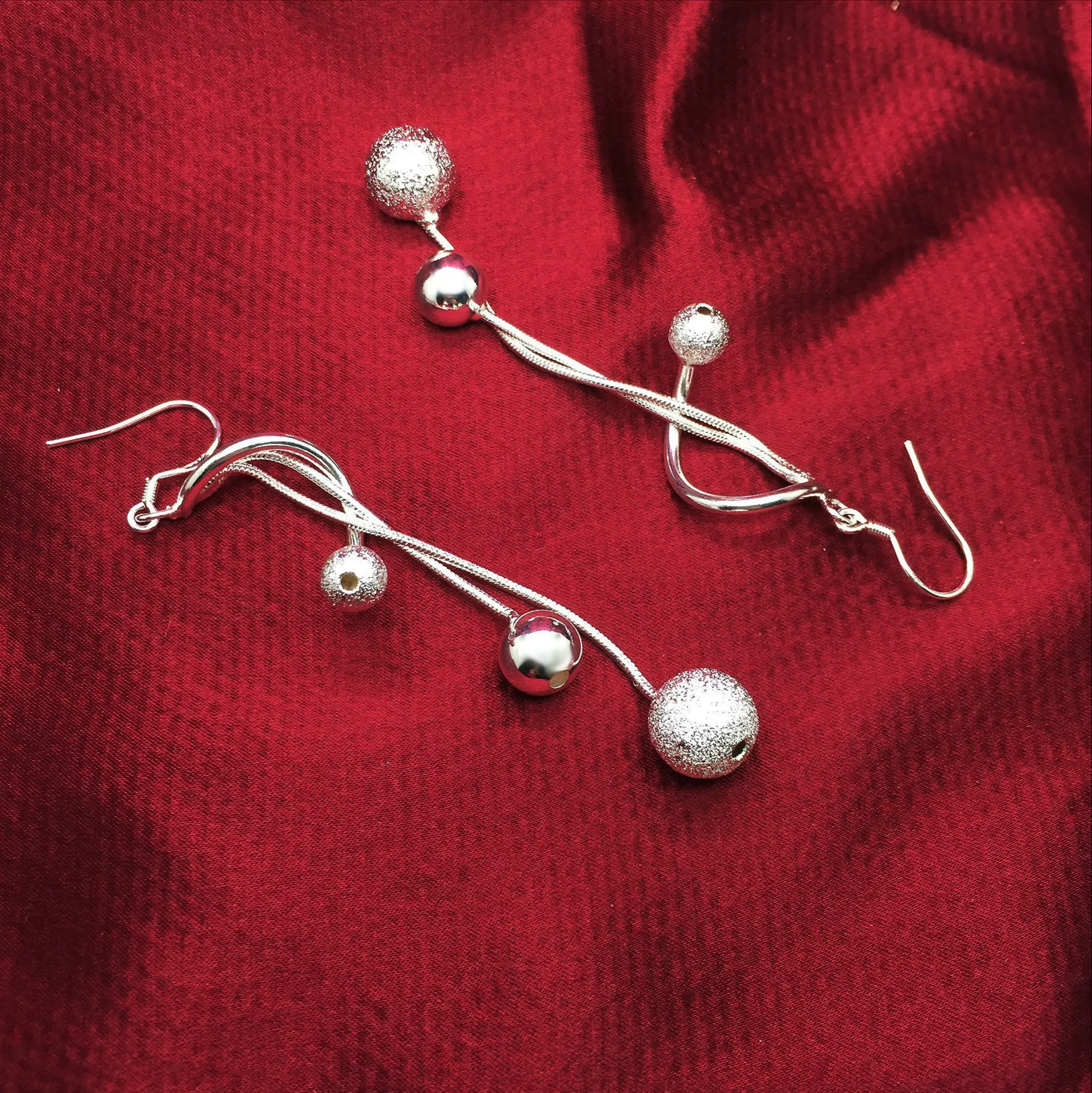 Hot charms 925 Sterling Silver tassel beads long Earrings for Women fashion party wedding fine Jewelry Christmas gifts - Image 3