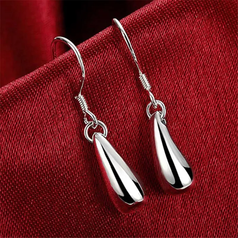 925 Sterling Silver Water Droplets Raindrops Drop Earrings For Woman Wedding Engagement Party Fashion Charm Jewelry