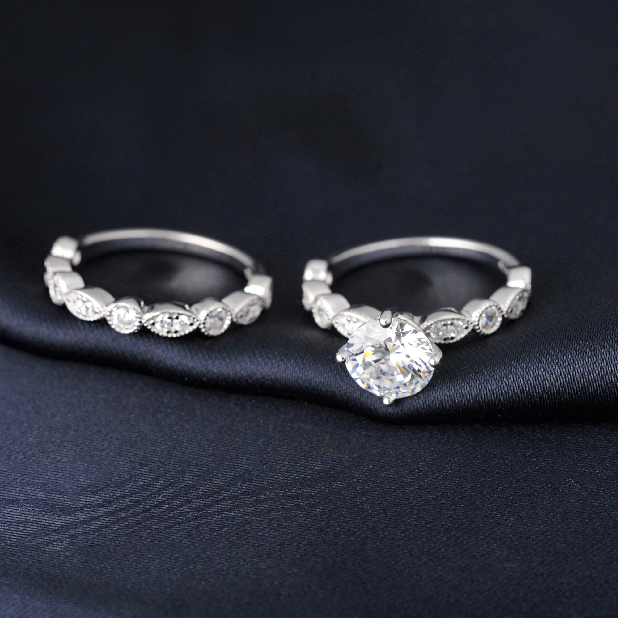 Potiy Marquise Infinity 2ct Round Cut Cubic Zirconia Solitaire Wedding Engagement Ring Promise Ring Bridal Sets Anniversary G - Image 3