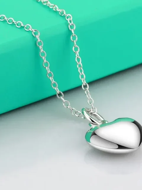 New Popular brands 925 Sterling Silver Solid Romantic heart Necklace For Women Fashion party wedding accessories Jewelry gifts