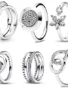 925 Sterling Silver Rings Princess Tiara Crown Sparkling Love Heart ,Jewelry Anniversary CZ Rings For Women Engagement Love Gift