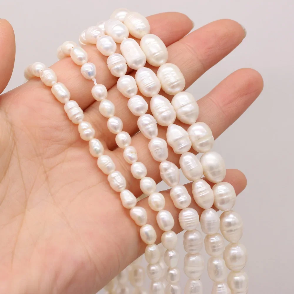 Natural Freshwater Pearl Beads Quality Rice Shape 100% Real Pearls Bead For Jewelry Making DIY Women Bracelet Necklace Earrings - Image 2