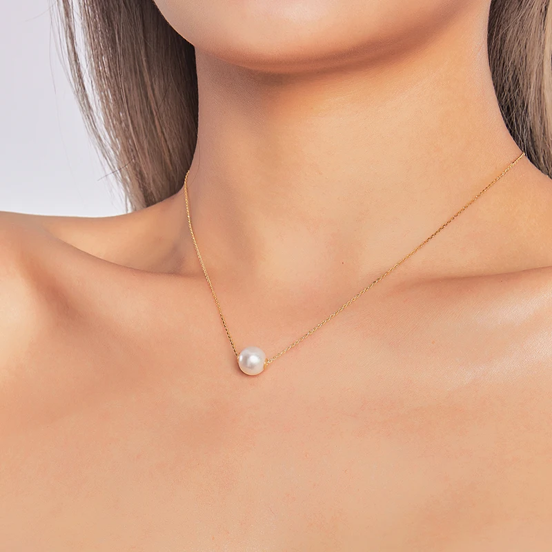 Real Natural Freshwater Pearls Round Shape Pendant Necklace 8-9mm 925 Sterling Silver Classic Fashion Jewelry Gifts for Women - Image 5
