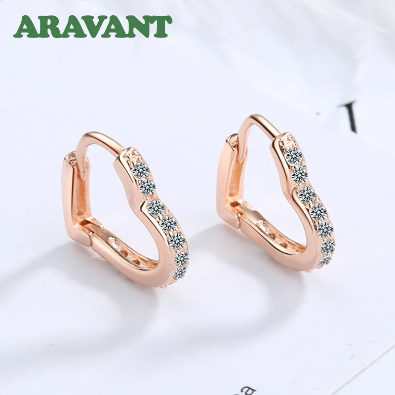 Aravant 925 Silver Heart Zircon Hoop Earrings For Women Wedding Jewelry Party Gifts - Image 4