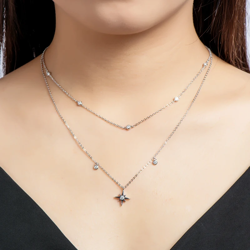 IOGOU Choker 925 Sterling Silver Round 2.5mm D Color Moissanite Necklace for Women 14k Gold Color Certificate Gift 16+2 inch - Image 4