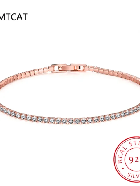 New In Real D Color Full 2mm Moissanite Tennis Bracelet For Women S925 Silver Plated 18K Rose Gold Diamond Link Bracelets