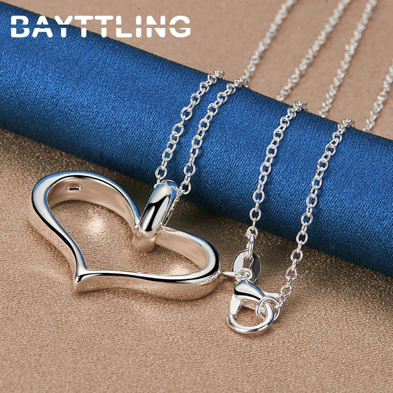 925 Sterling Silver Charm Heart Pendant Necklace For Women Fashion Engagement Wedding Gift Jewelry Accessories - Image 4