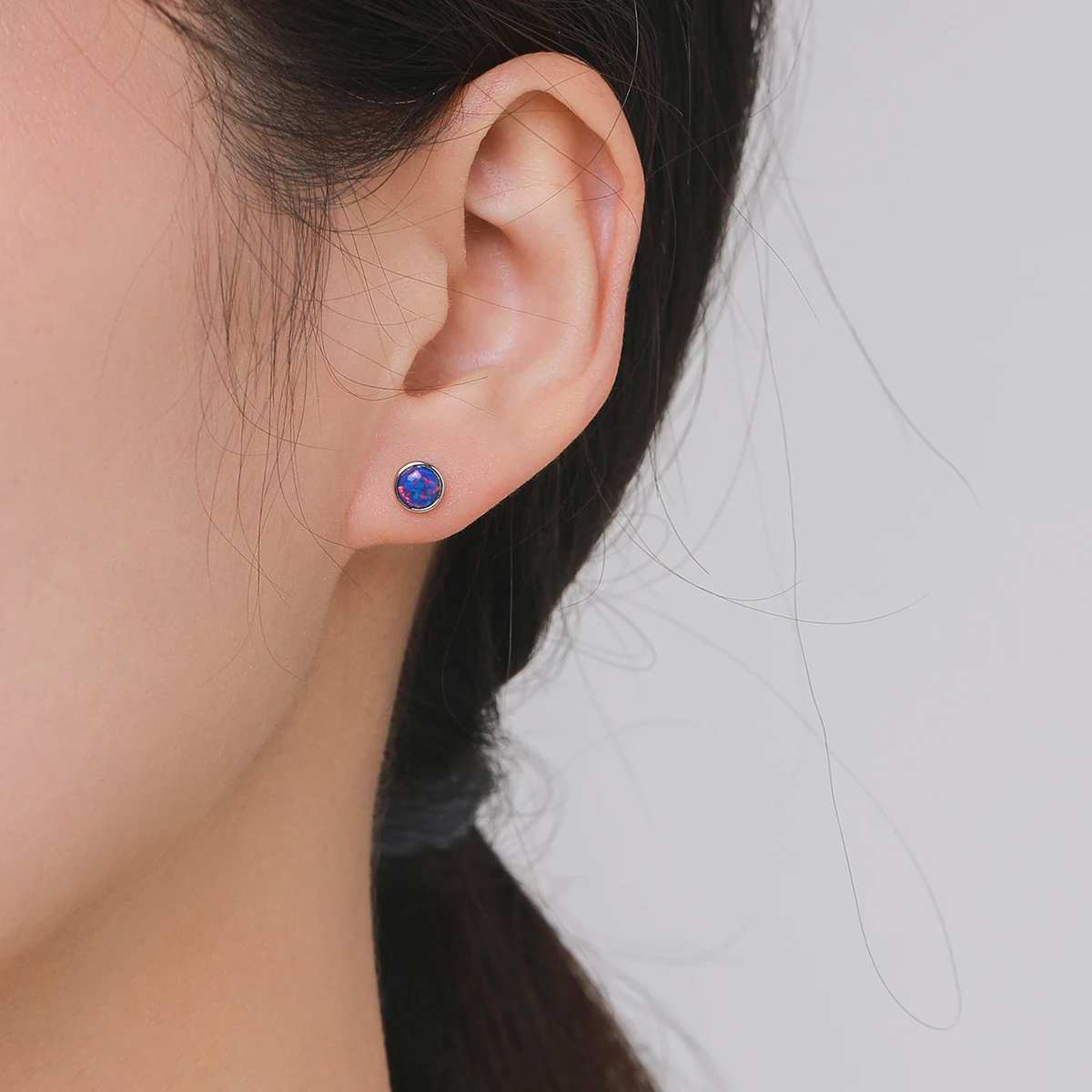 Modian Exquisite 925 Sterling Silver Round Opal Stud Earrings Trendy Beads Screw Ear Studs For Women Anniversary Fine Jewelry - Image 2