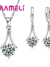 925 Sterling Silver Necklace+Earrings Sets Romantic And Cute Style Human Shape For Women Valentine's Day Present