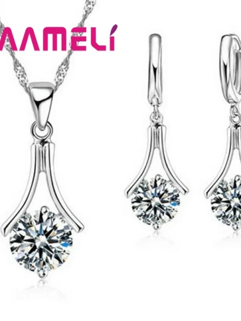 925 Sterling Silver Necklace+Earrings Sets Romantic And Cute Style Human Shape For Women Valentine's Day Present