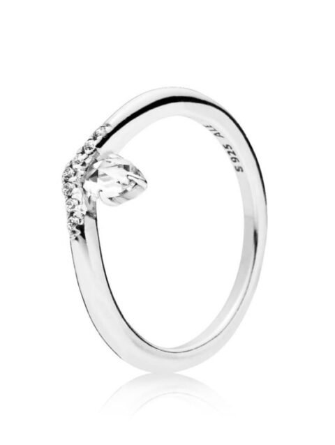 PANDORA JEWELS Mod. WISHBONE SILVER - RING WITH CLEAR CUBIC ZIRCONIA - Size 50 ***SPECIAL PRICE***