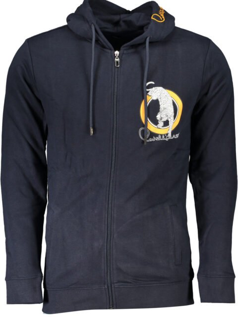 CAVALLI CLASS MEN'S BLUE ZIP SWEATSHIRT
