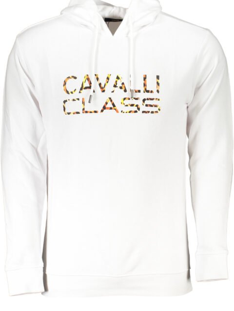 CAVALLI CLASS MEN'S WHITE ZIPLESS SWEATSHIRT
