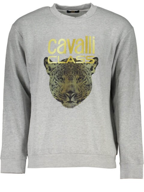 CAVALLI CLASS MEN'S GRAY ZIPLESS SWEATSHIRT