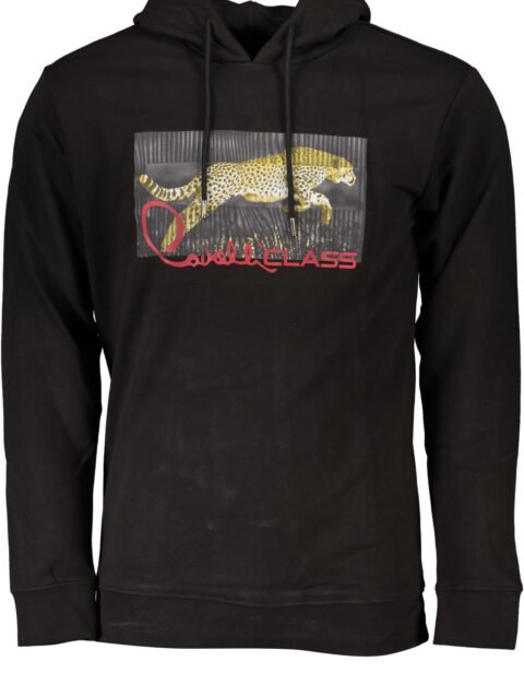 CAVALLI CLASS MEN'S BLACK ZIP-OUT SWEATSHIRT
