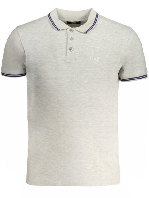 CAVALLI CLASS MEN'S GRAY SHORT SLEEVED POLO SHIRT