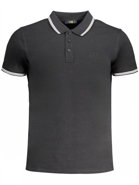 CAVALLI CLASS MEN'S SHORT SLEEVED POLO SHIRT BLACK
