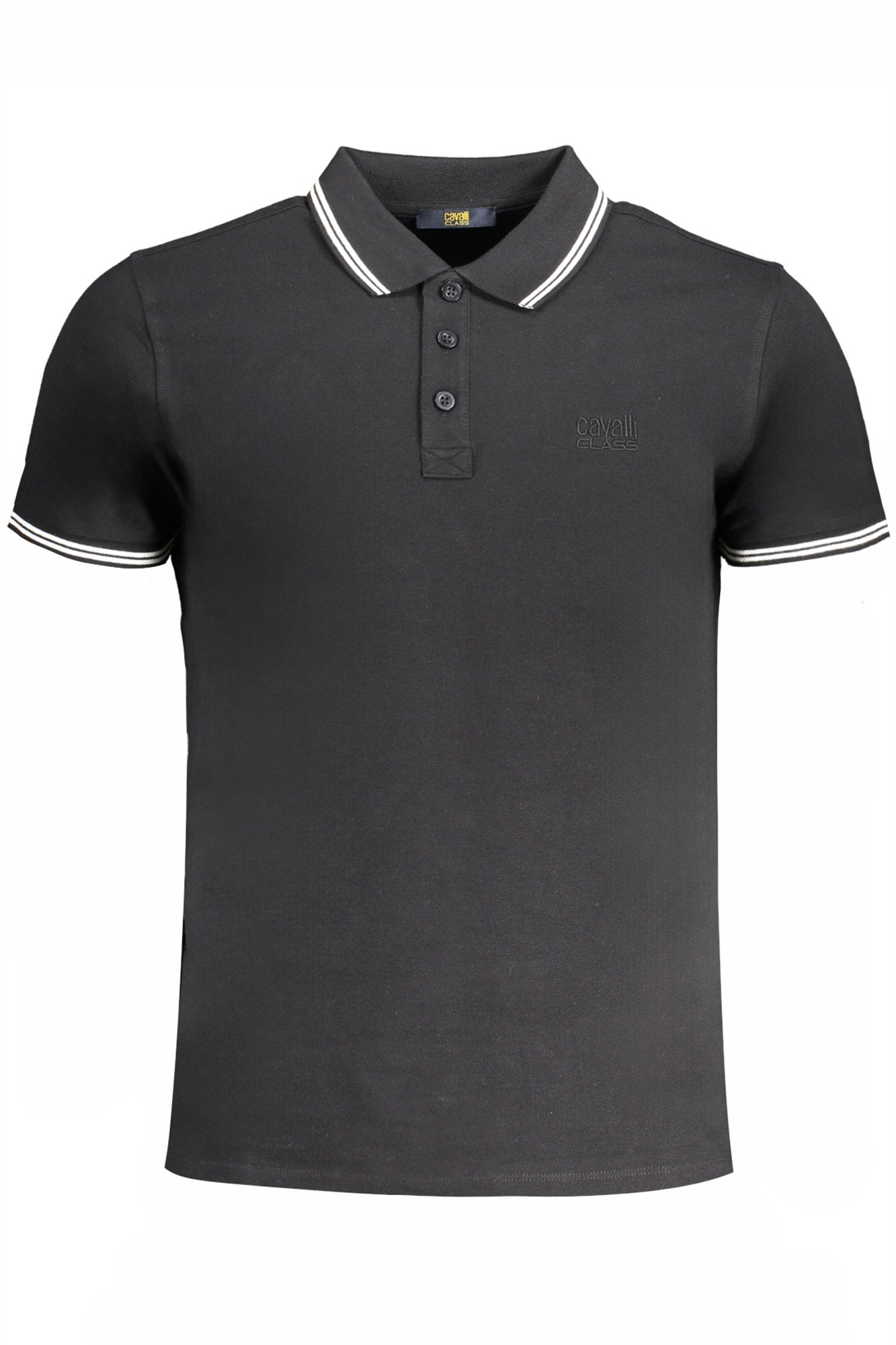 CAVALLI CLASS MEN'S SHORT SLEEVED POLO SHIRT BLACK