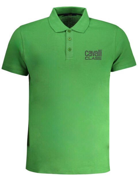CAVALLI CLASS MEN'S GREEN SHORT SLEEVED POLO SHIRT