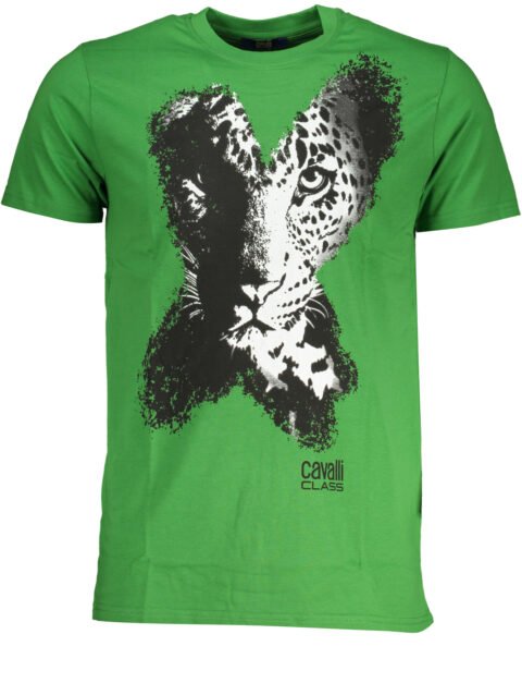 CAVALLI CLASS GREEN MEN'S SHORT SLEEVED T-SHIRT