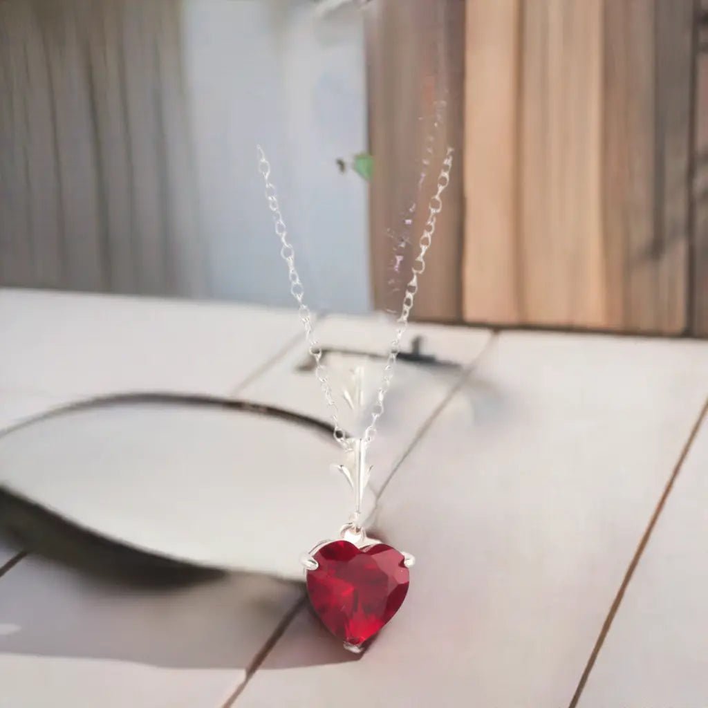 925 Sterling Silver Necklace Red Heart Pendant - Image 5