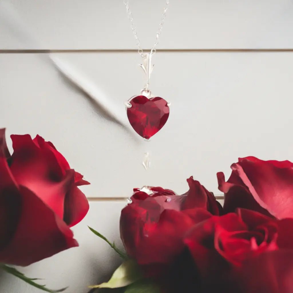 925 Sterling Silver Necklace Red Heart Pendant - Image 3