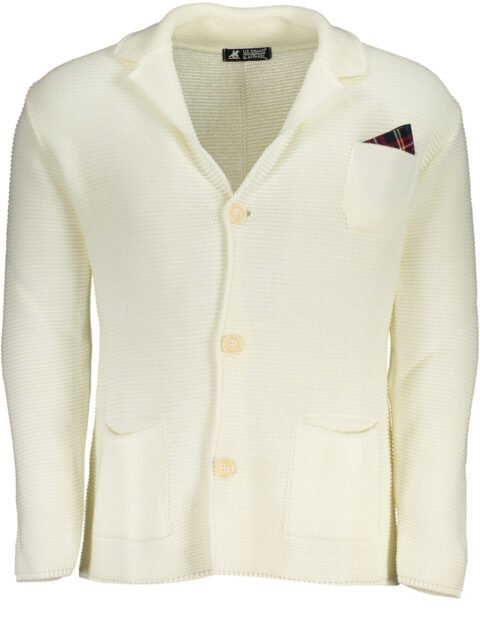 US GRAND POLO CARDIGAN MEN'S WHITE