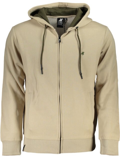 US GRAND POLO MEN'S BEIGE ZIP SWEATSHIRT