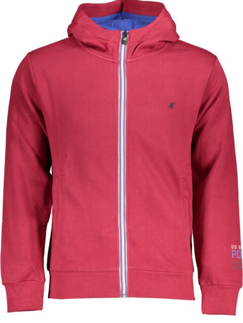 US GRAND POLO MEN'S RED ZIP SWEATSHIRT