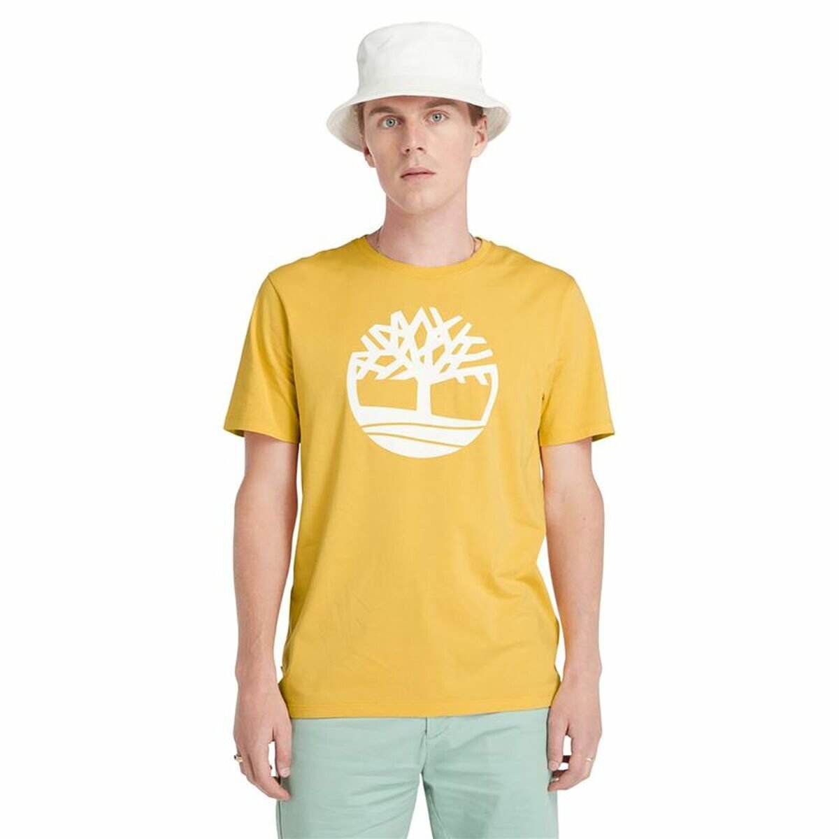 Men’s Short Sleeve T-Shirt Timberland Kennebec River Tree Logo Short Yellow - Image 6