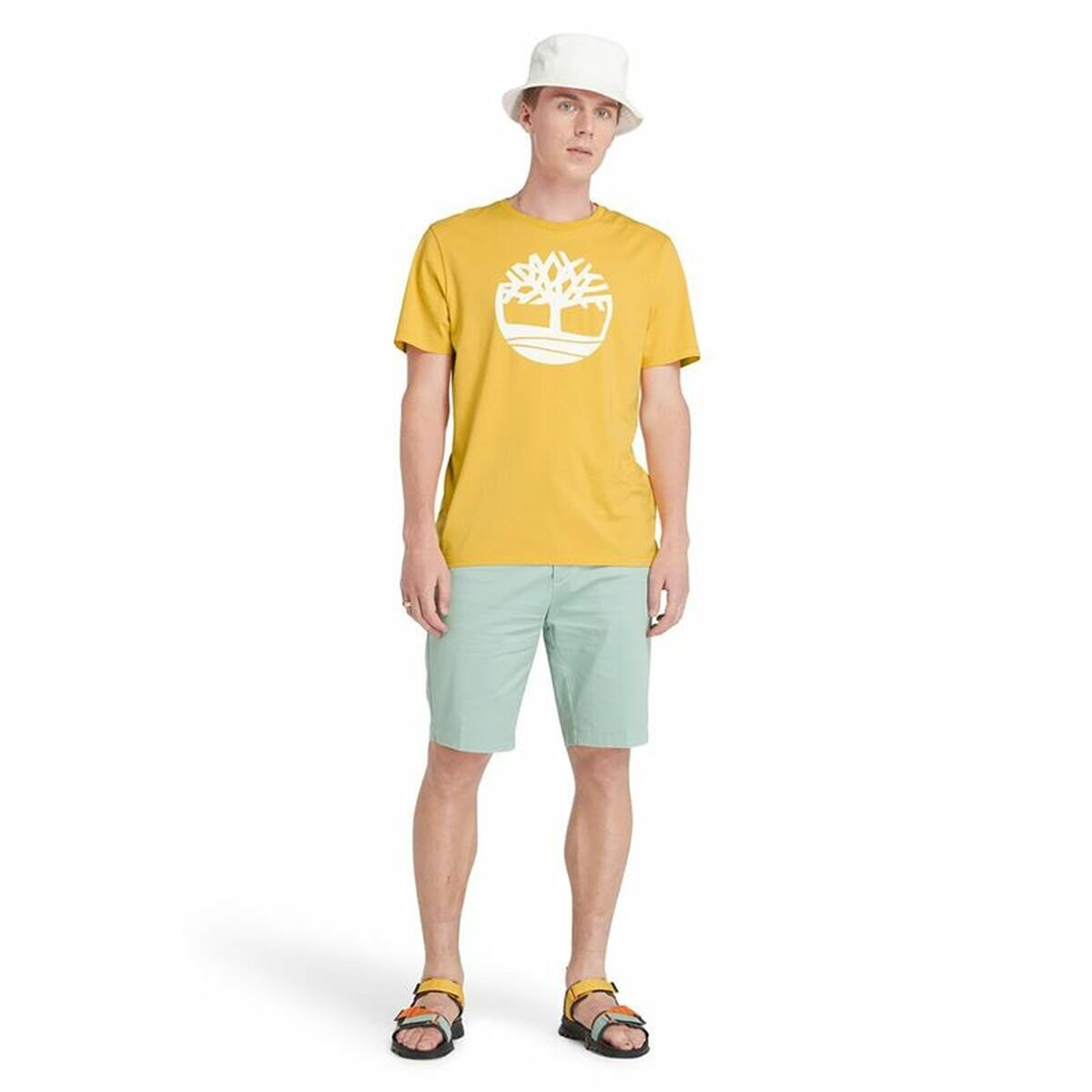Men’s Short Sleeve T-Shirt Timberland Kennebec River Tree Logo Short Yellow - Image 4