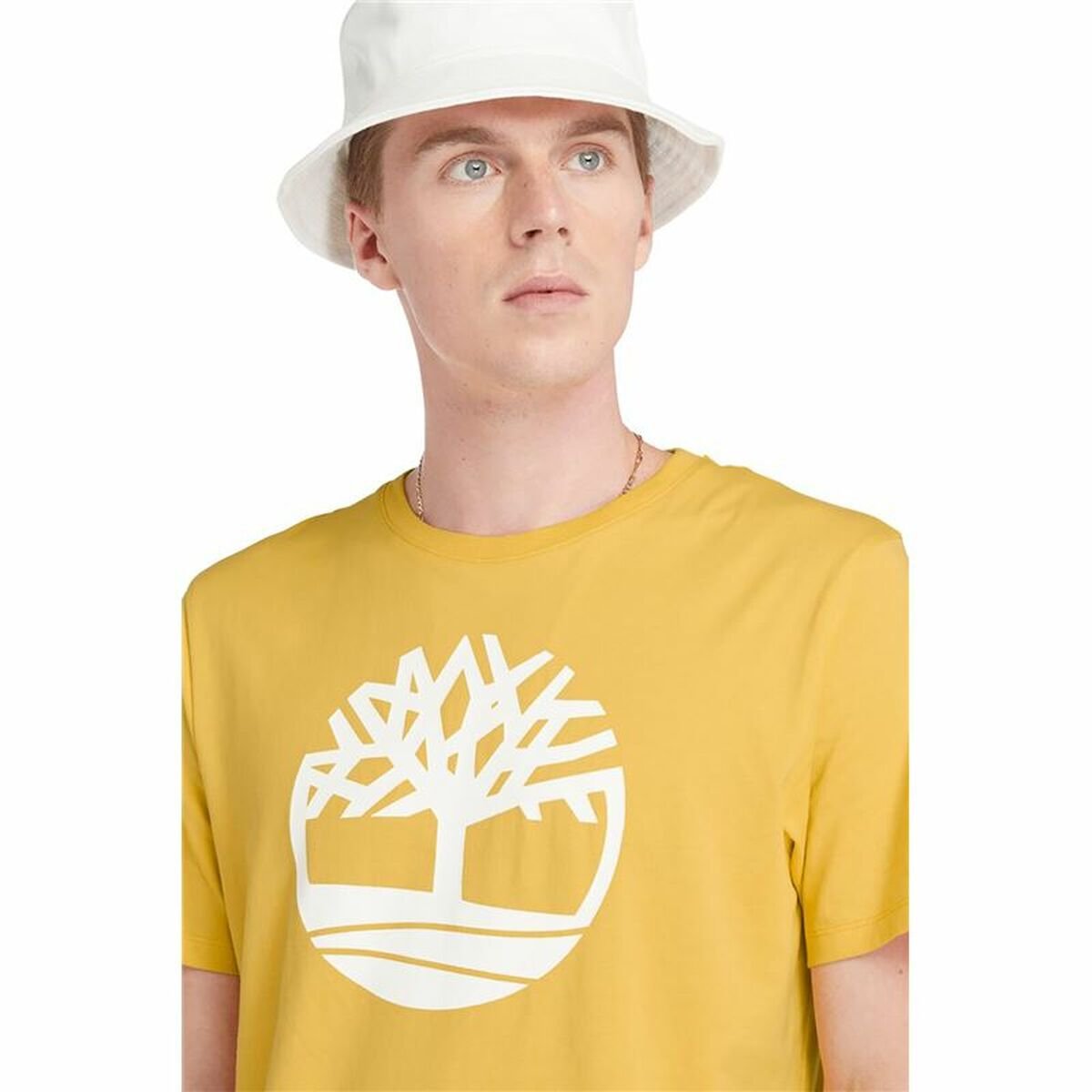 Men’s Short Sleeve T-Shirt Timberland Kennebec River Tree Logo Short Yellow - Image 3