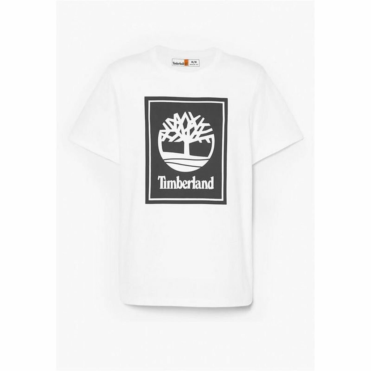 Men’s Short Sleeve T-Shirt Timberland Stack Logo White - Image 6