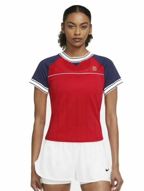 Women’s Short Sleeve T-Shirt Nike Tennis Blue Red