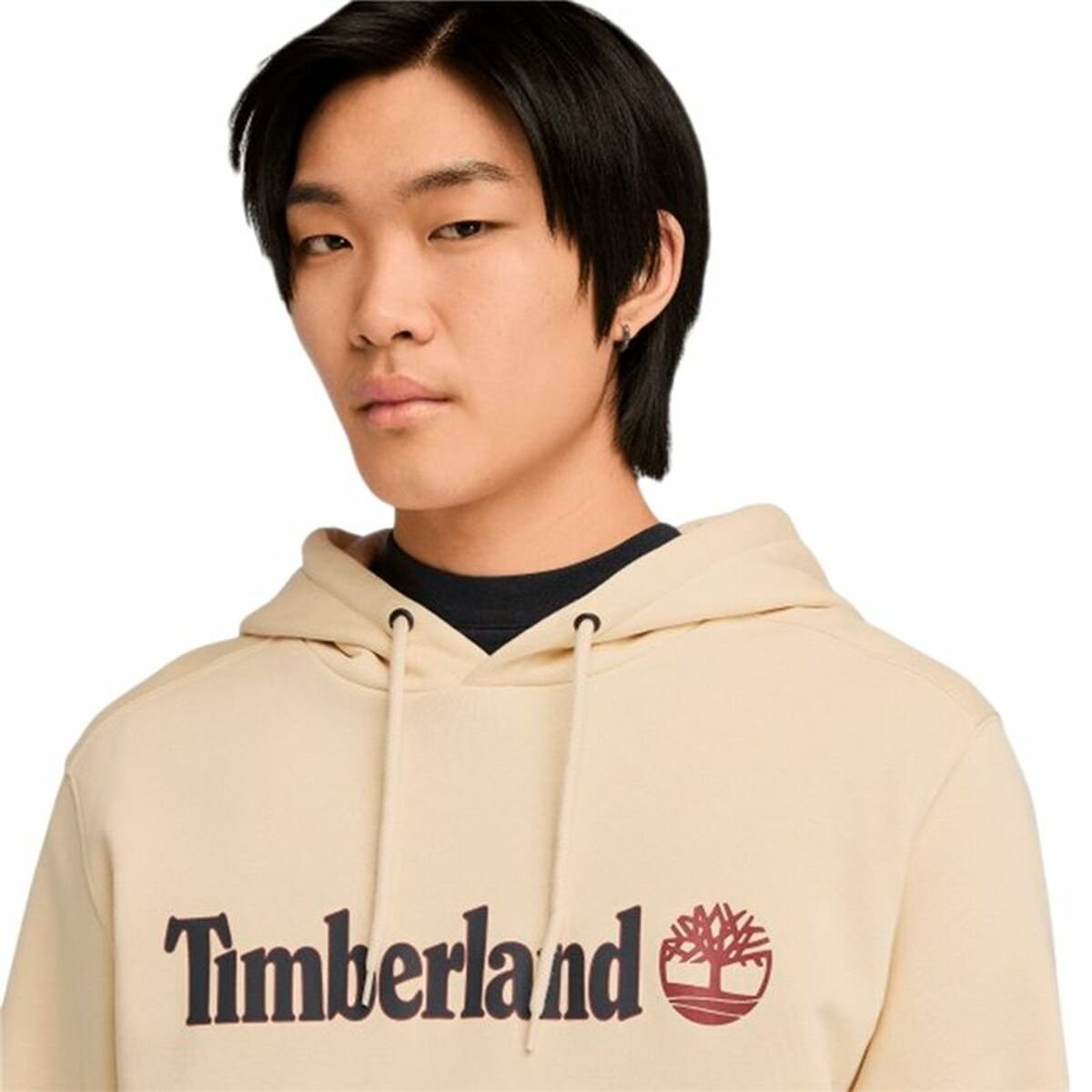 Men’s Hoodie Timberland Kennebec River Linear Logo Beige - Image 4