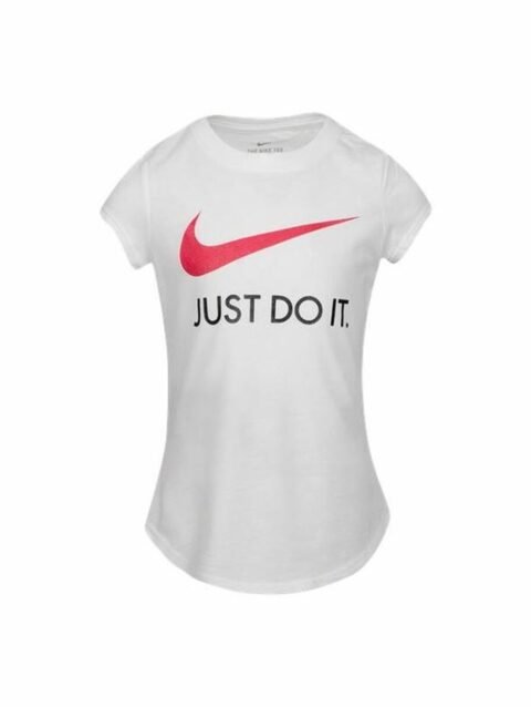 Child's Short Sleeve T-Shirt Nike Swoosh JDI White