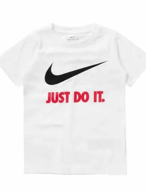 Child's Short Sleeve T-Shirt Nike Swoosh Just Do It White